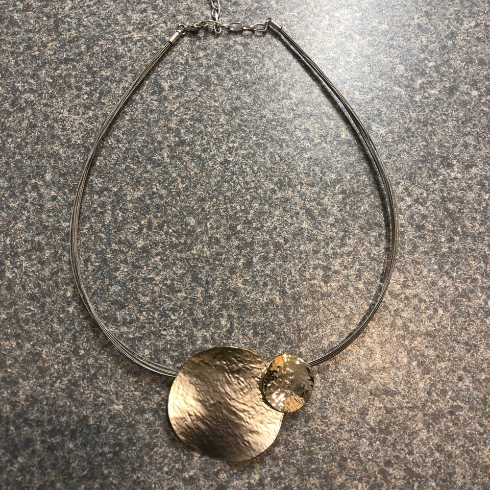 Milano by Nanni silver tone circle pendant choker